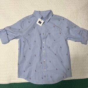 Janie and Jack Blue Sailboat Button Down Shirt